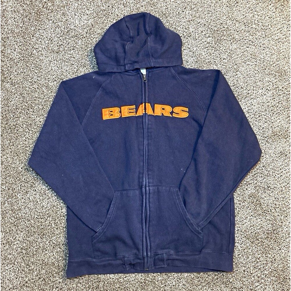 Reebok Chicago Bears Full-Zip Hooded Sweatshirt Boys L Navy/Orange